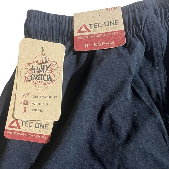 NWT Tec-One Explorer Shorts Lightweight Wicking Zip Pockets Active Life Black, S - Picture 7 of 9